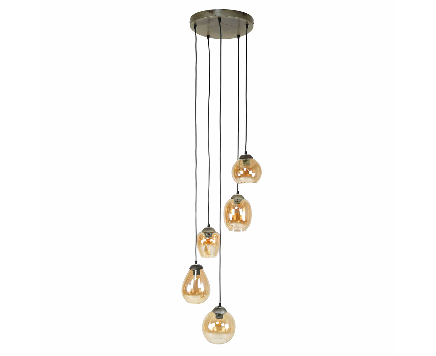 Hängelampe 5L gestuft Mix / Braunglas