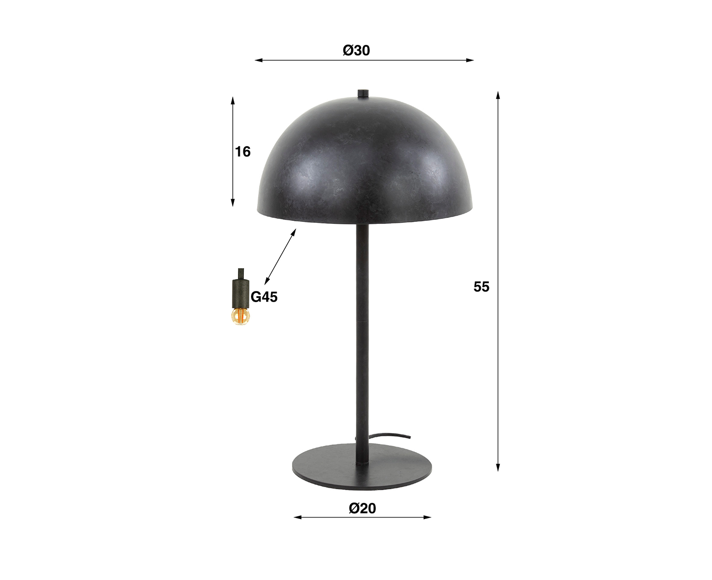Tischlampe 2L Shield Metal / Charcoal