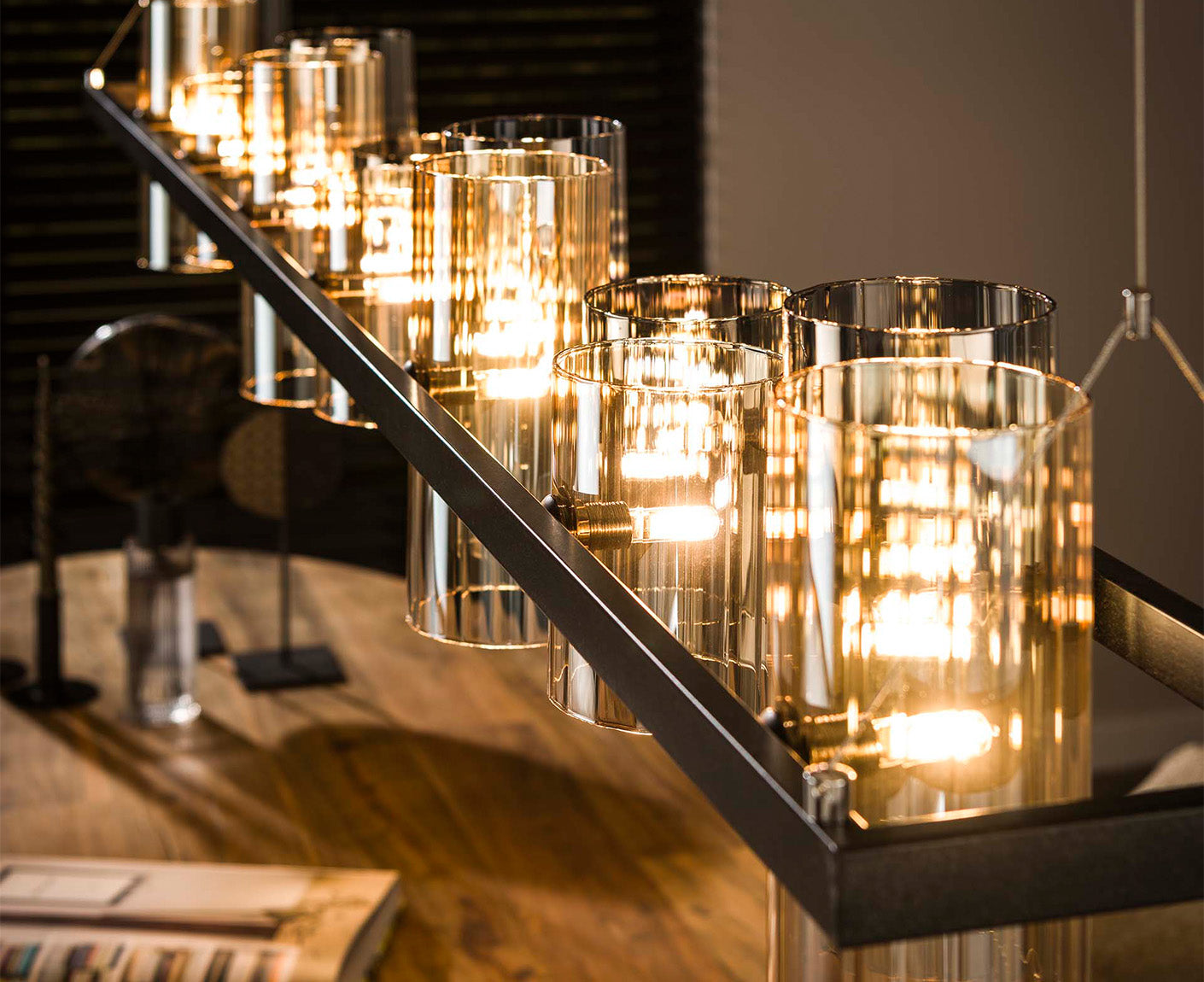 Hängelampe14L Cylinder Mixed Glass (G9) / Artic Schwarz