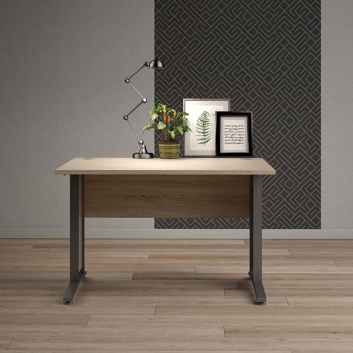Prima Schreibtisch 120/150 x 80 cm Eiche Struktur