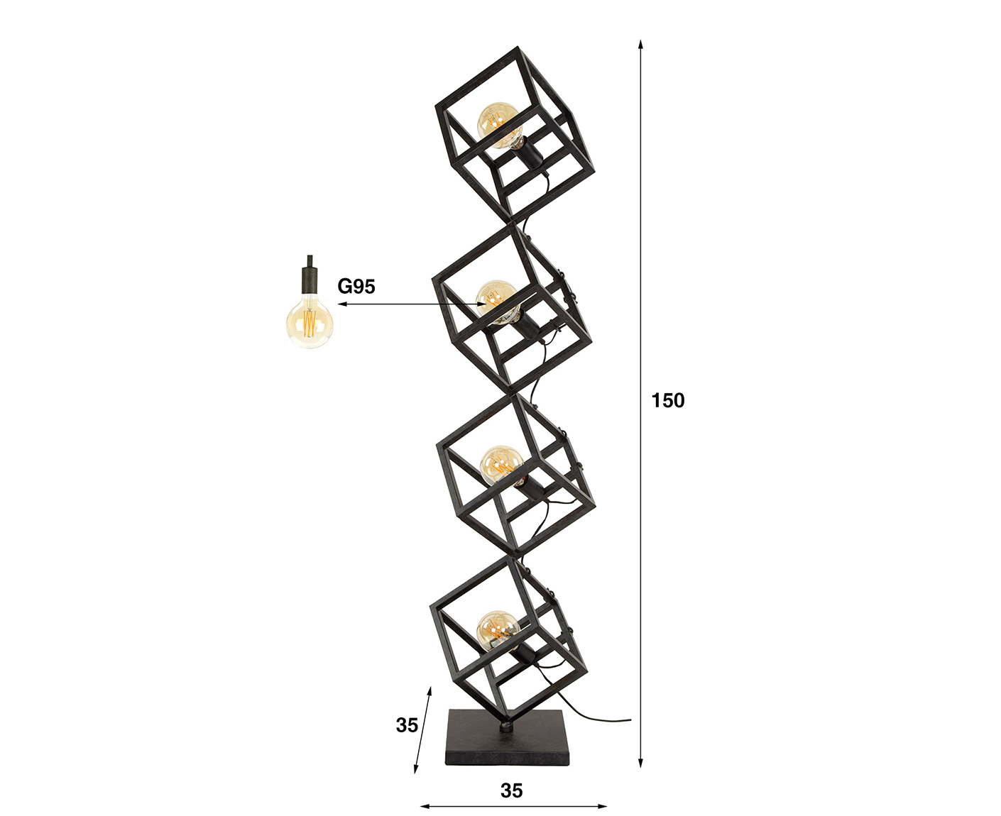 Stehlampe 4L Würfel / Charcoal