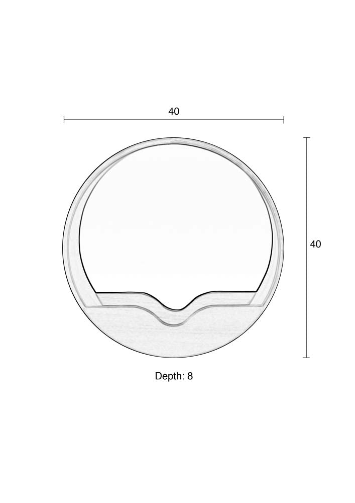 Round Wandspiegel rund Ø 40cm Braun