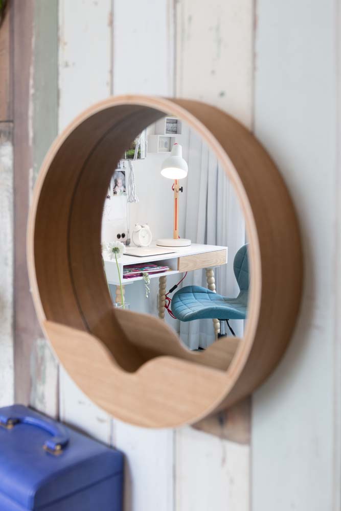 Round Wandspiegel rund Ø 40cm Braun