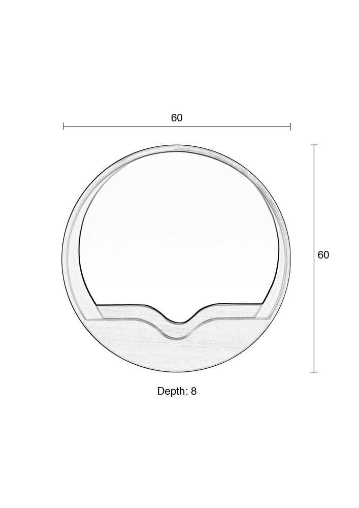 Round Wandspiegel rund Ø 60cm Braun