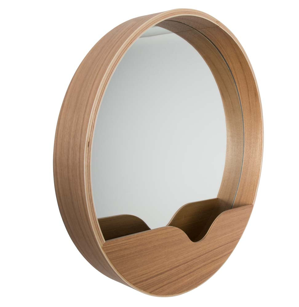 Round Wandspiegel rund Ø 60cm Braun