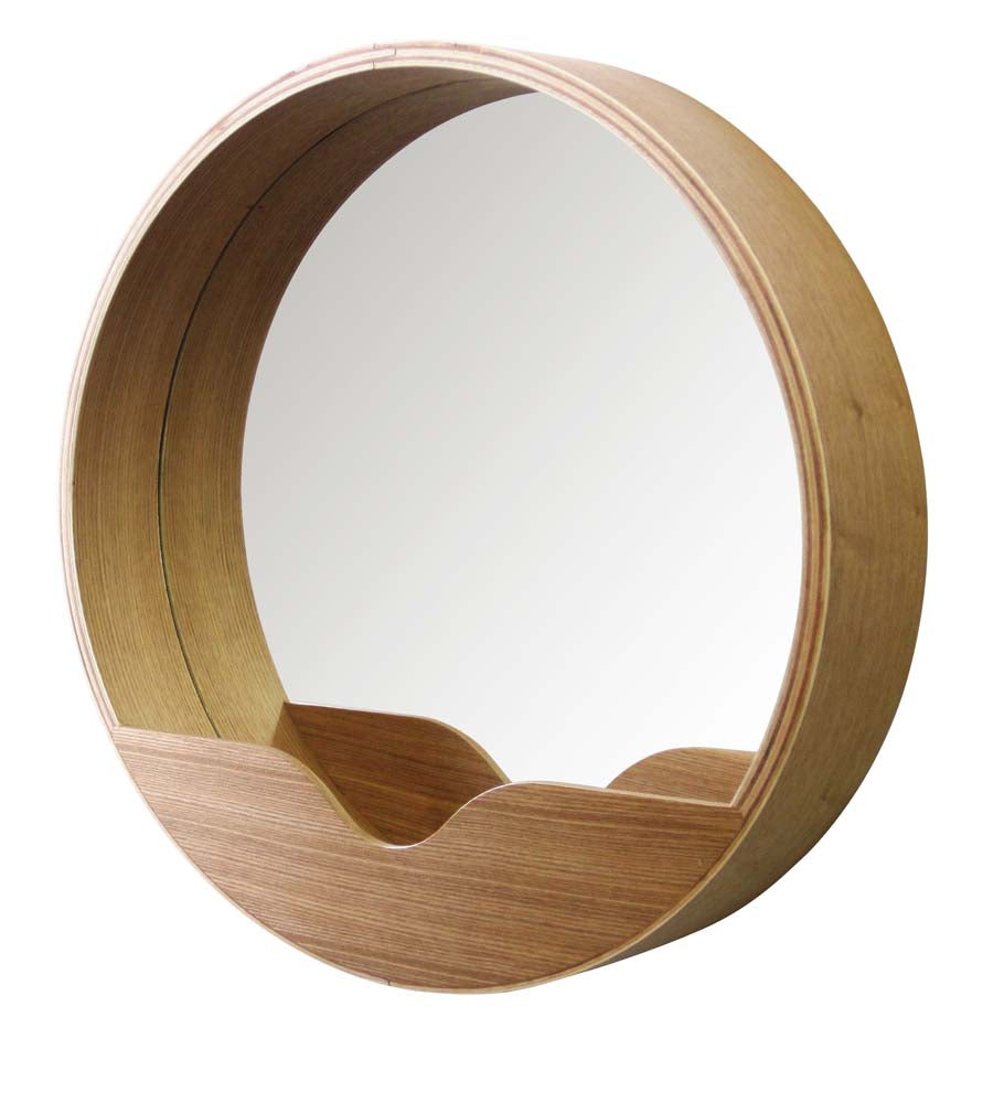 Round Wandspiegel rund Ø 60cm Braun