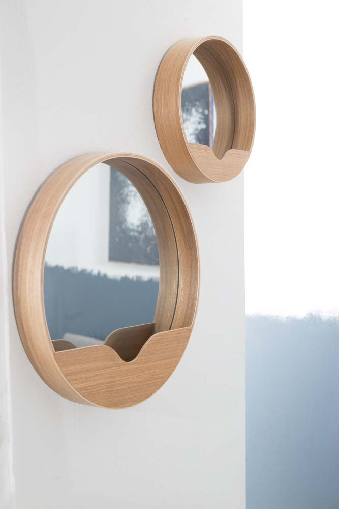 Round Wandspiegel rund Ø 60cm Braun