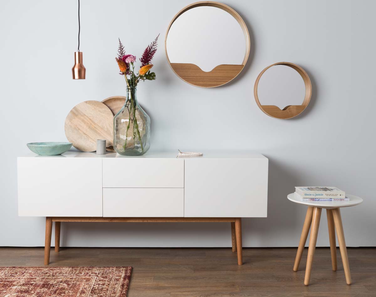 Round Wandspiegel rund Ø 60cm Braun