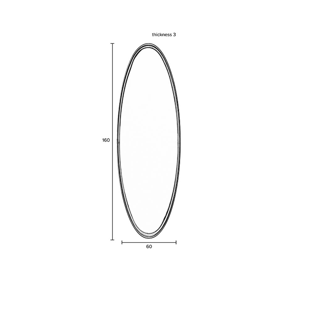 Matz oval Wandspiegel 60x160cm Antik Messing