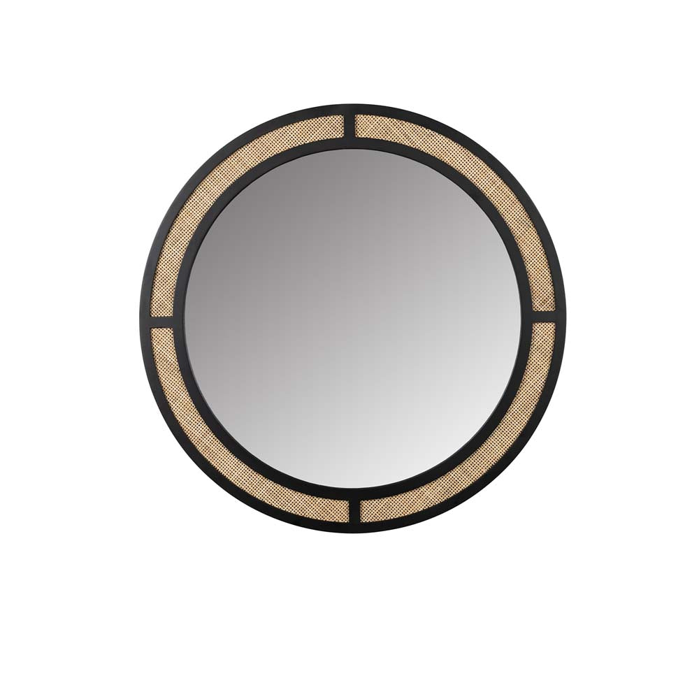 Aida Round Wandspiegel Ø76cm Schwarz / Braun