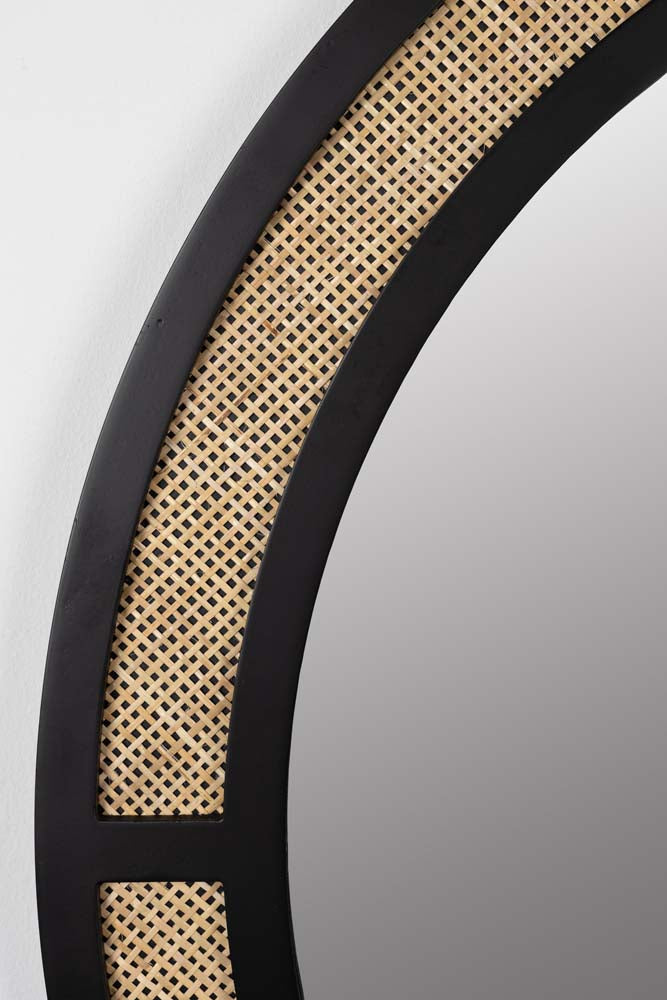 Aida Round Wandspiegel Ø76cm Schwarz / Braun