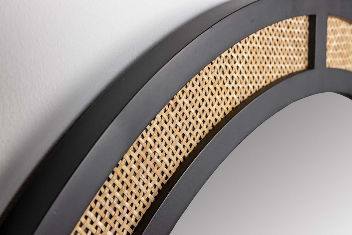 Aida Round Wandspiegel Ø76cm Schwarz / Braun