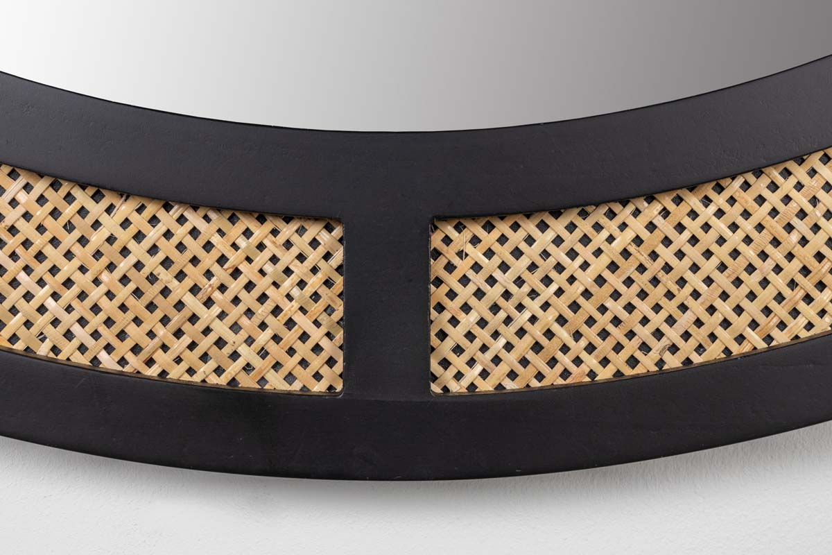 Aida Round Wandspiegel Ø76cm Schwarz / Braun