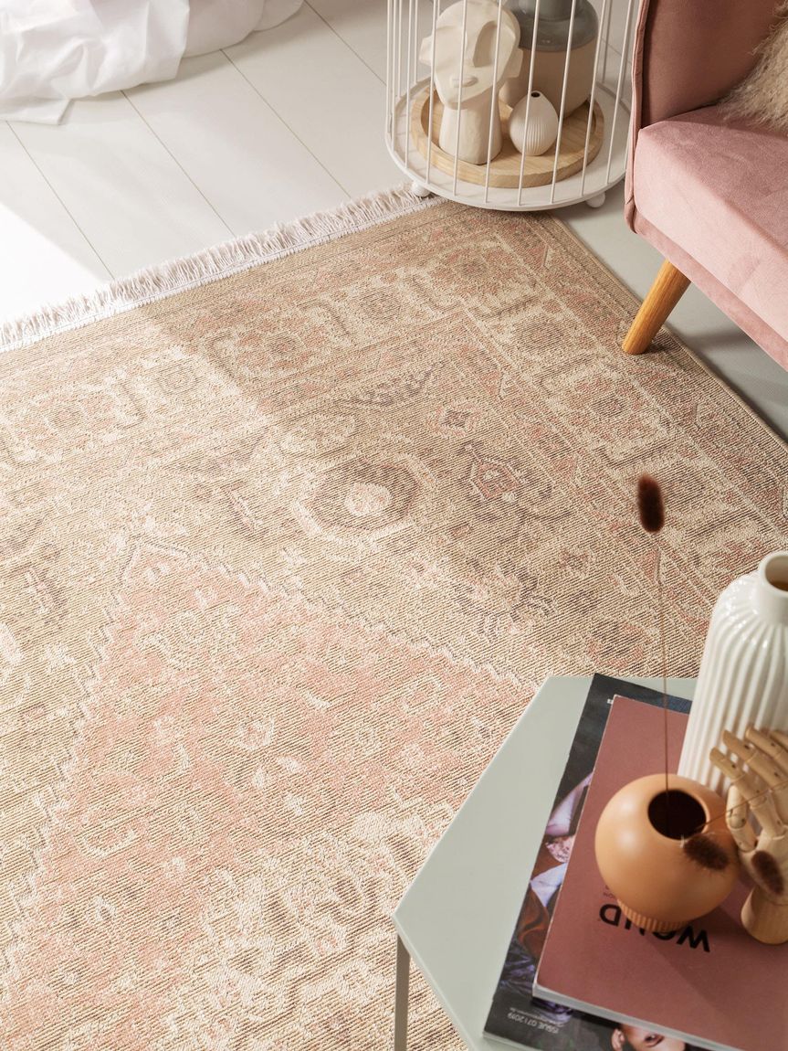 Teppich Folk Beige / Rosa