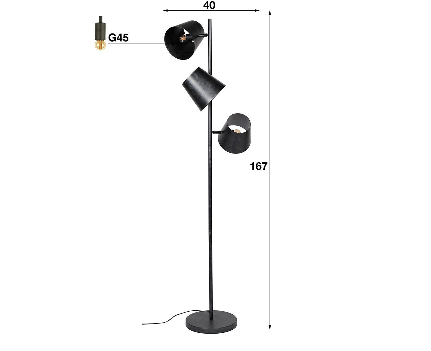 Stehlampe 18 cm Schirm Kinetic / Charcoal