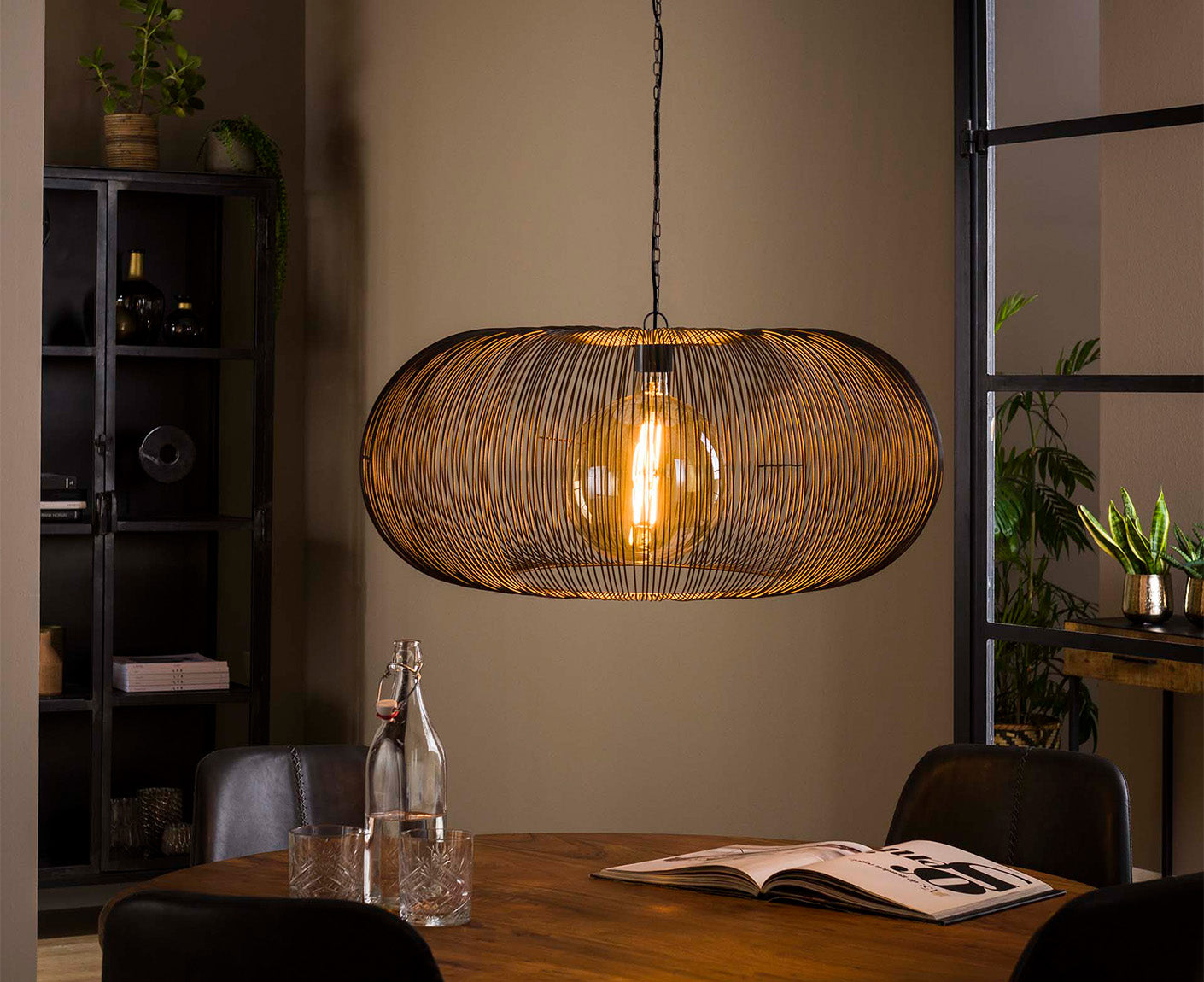 Hängelampe 70 cm Copper Twist / Schwarz Nickel
