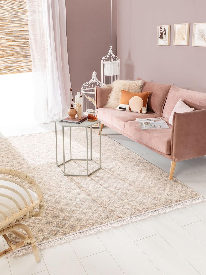 Teppich Folk Beige / Blau