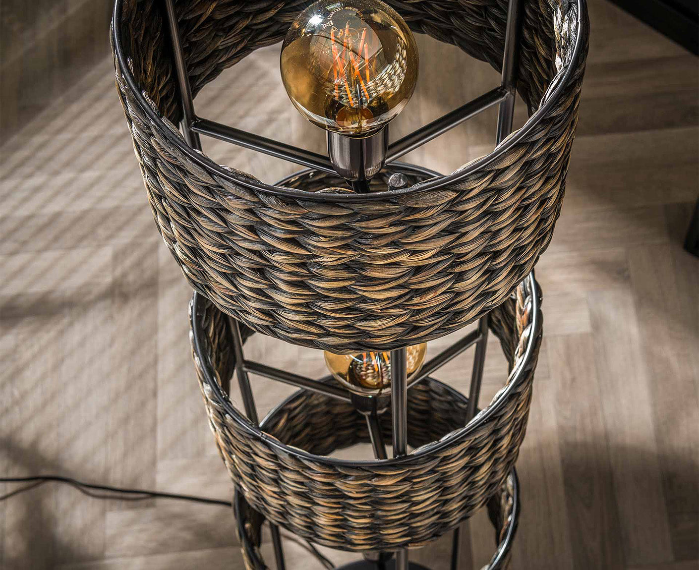 Stehlampe 3L Tower Wasserhyazinthe / Schwarz Nickel