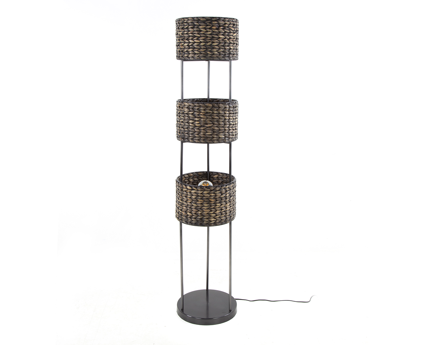 Stehlampe 3L Tower Wasserhyazinthe / Schwarz Nickel