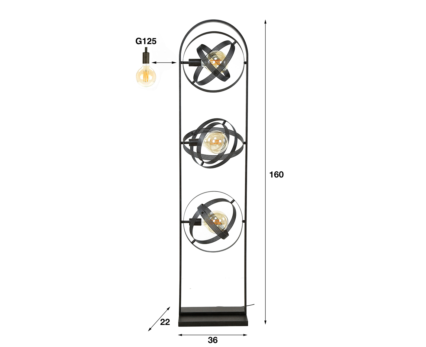 Stehlampe 3L Cosmos Mesh / Artic Schwarz