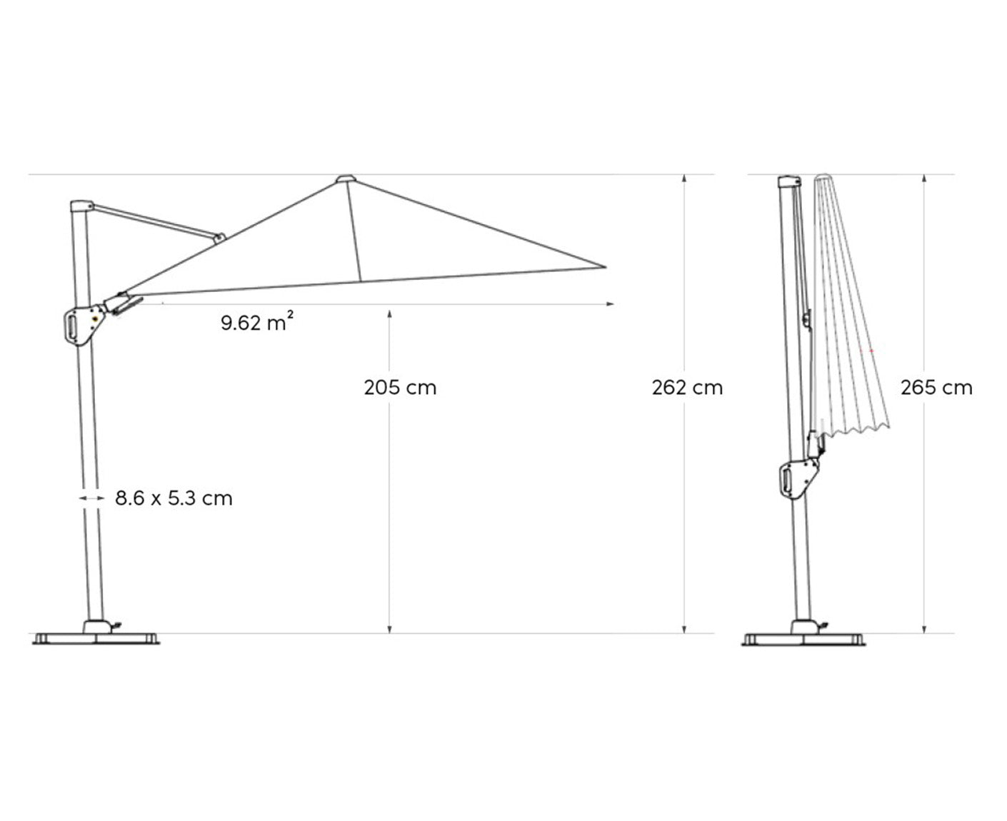 Platinum Ampelschirm CHALLENGER T2 GLOW LED-Beleuchtung