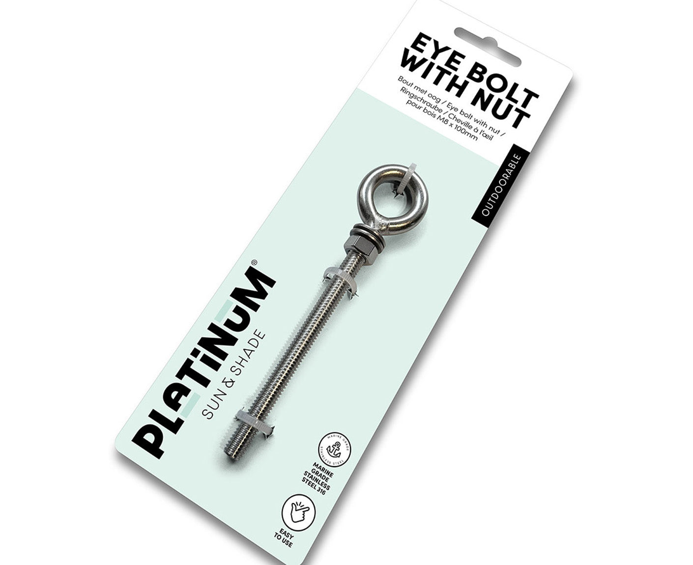 Platinum Ringschraube mit Mutter für Holzpfahl M8x100mm