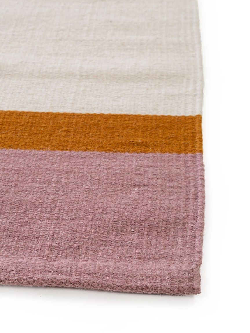 Wollteppich / Läufer New Stripes 70x200 cm Creame / Rosa