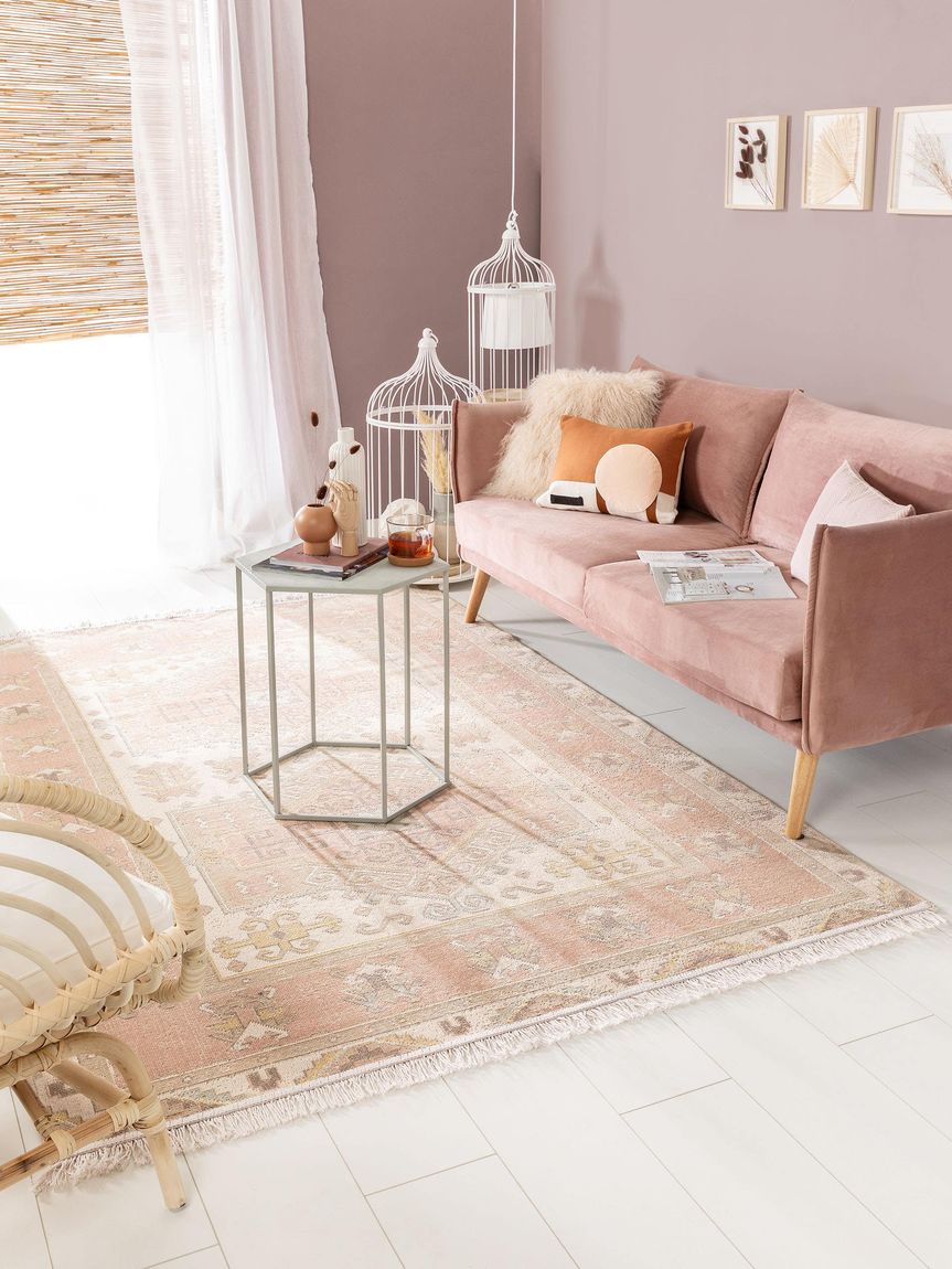 Teppich Folk Beige / Rosa