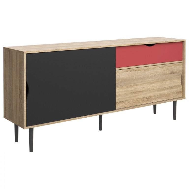 Lowboard UNIT TV-Möbel Fernsehmöbel Fernsehschrank Eiche Struktur / Anthrazit