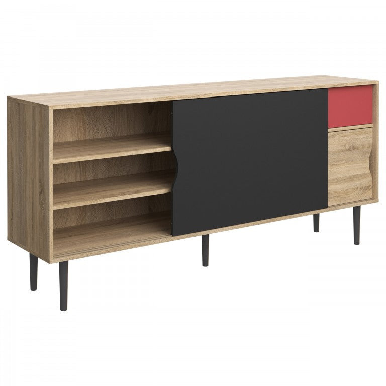 Lowboard UNIT TV-Möbel Fernsehmöbel Fernsehschrank Eiche Struktur / Anthrazit