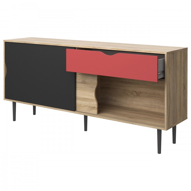 Lowboard UNIT TV-Möbel Fernsehmöbel Fernsehschrank Eiche Struktur / Anthrazit