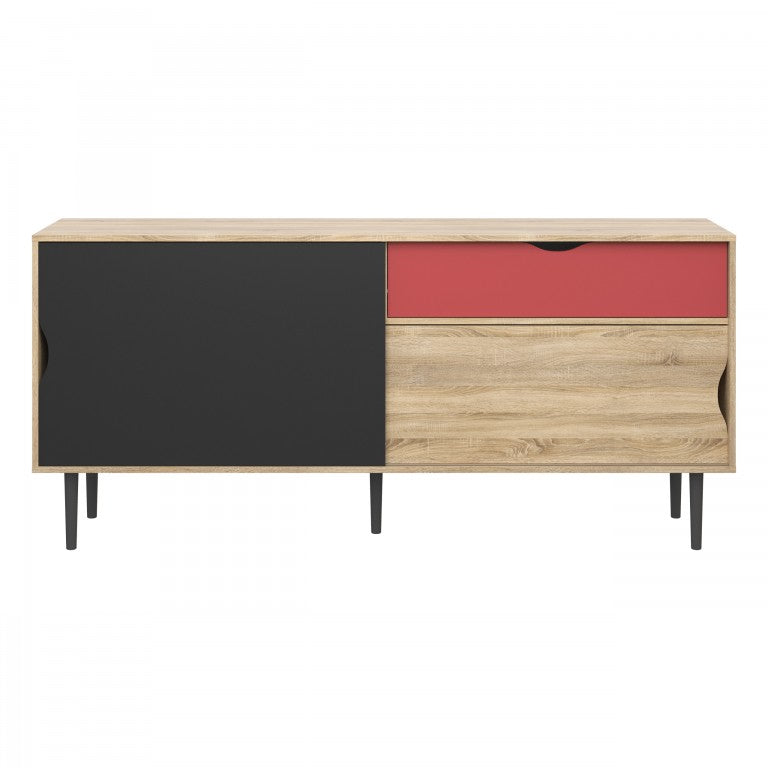 Lowboard UNIT TV-Möbel Fernsehmöbel Fernsehschrank Eiche Struktur / Anthrazit
