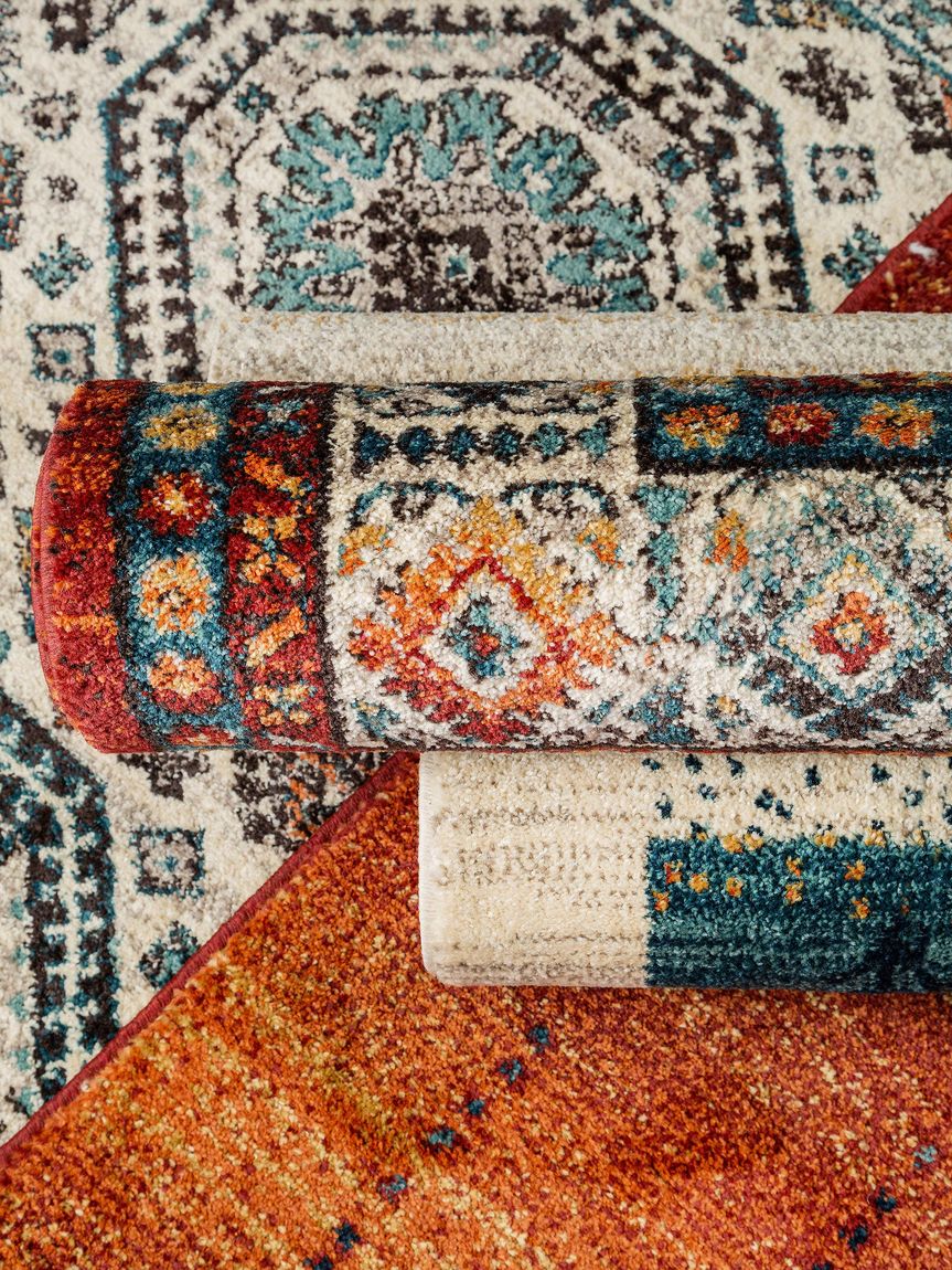 Teppich Kamal Beige / Blau