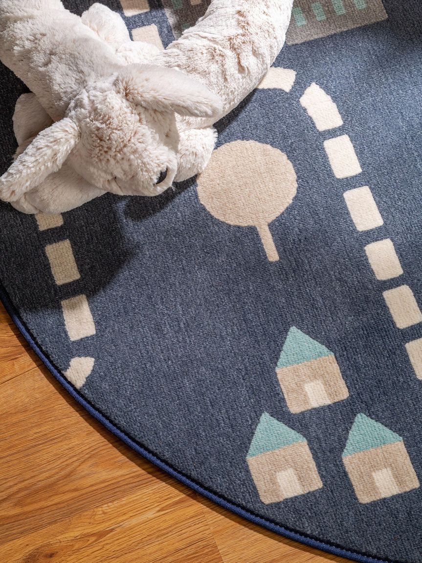 Kinderteppich Juno Ø 120 cm rund Blau