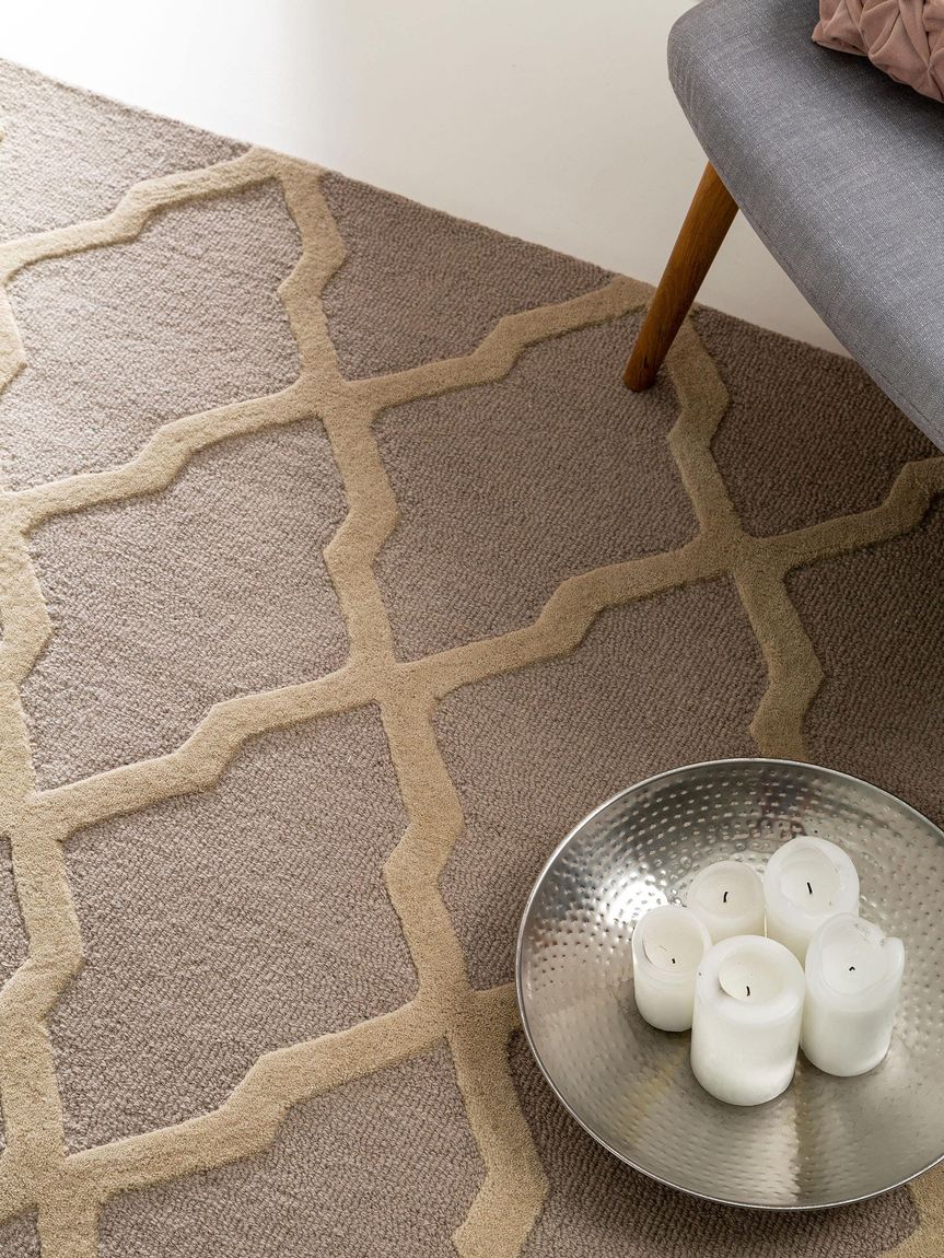 Wollteppich Windsor Grau / Beige