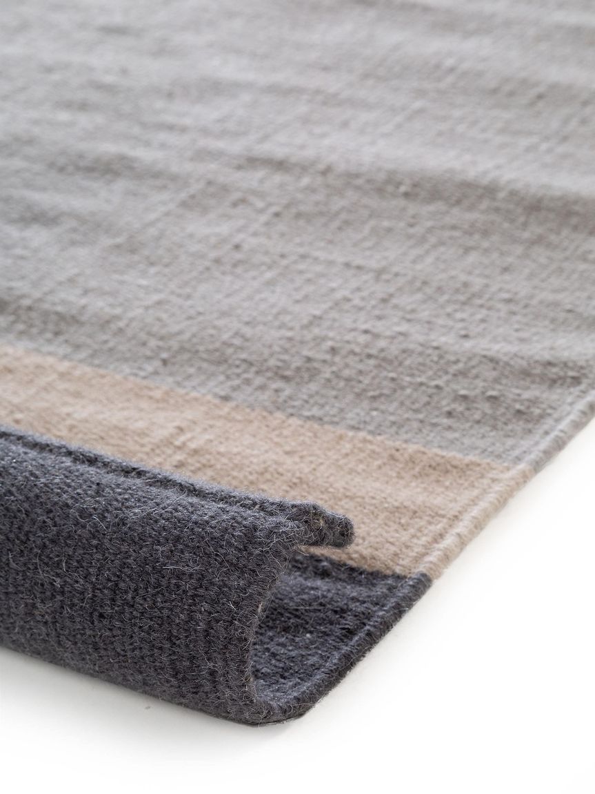 Wollteppich / Läufer New Stripes 70x200 cm Grau / Anthrazit