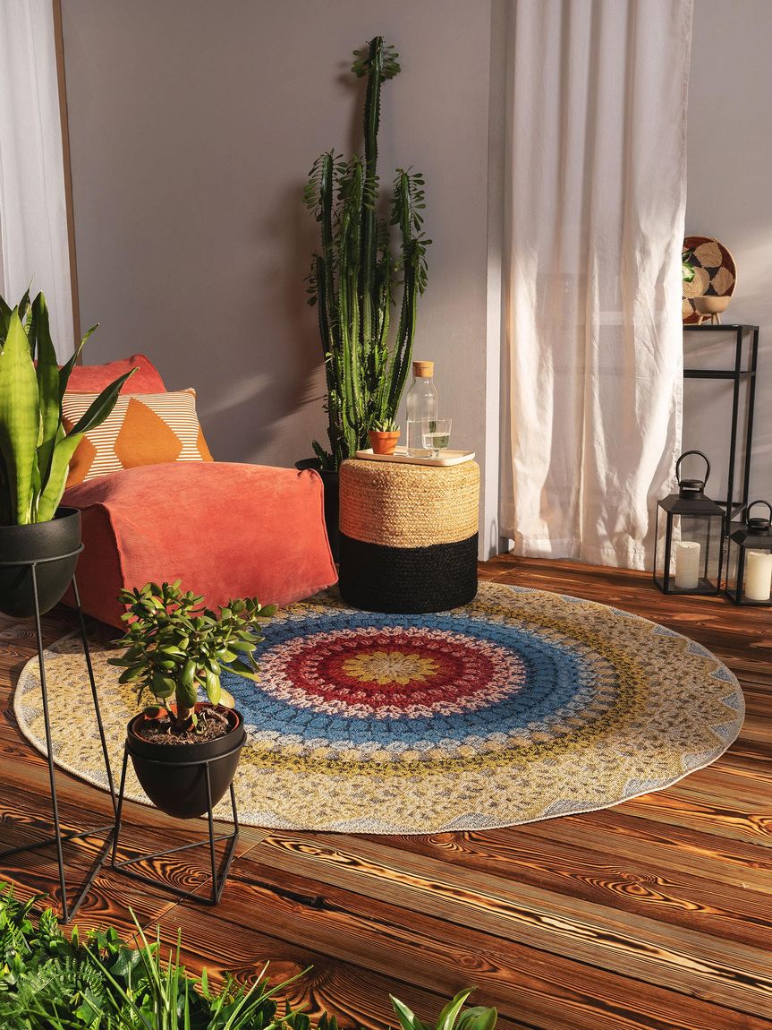 In- & Outdoor Teppich rund Kenya Ø 160 cm rund Bunt