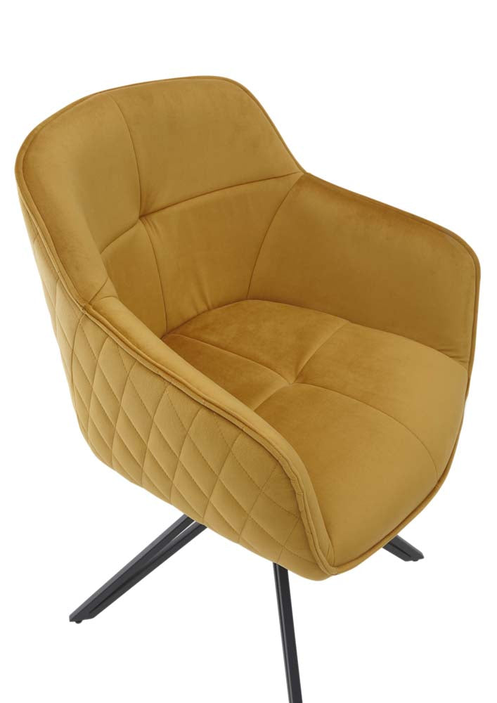 Essgruppe 5-tlg. Esstisch Rund Ø 130 cm Komplettset Mangoholz / Gelb