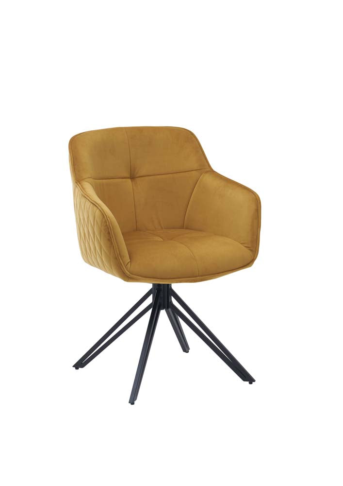 Essgruppe 5-tlg. Esstisch Rund Ø 130 cm Komplettset Mangoholz / Gelb