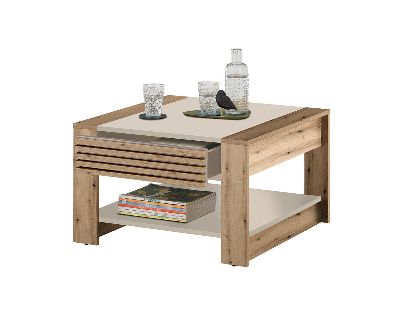 Feli Couchtisch 70x70 cm Lamellenmuster