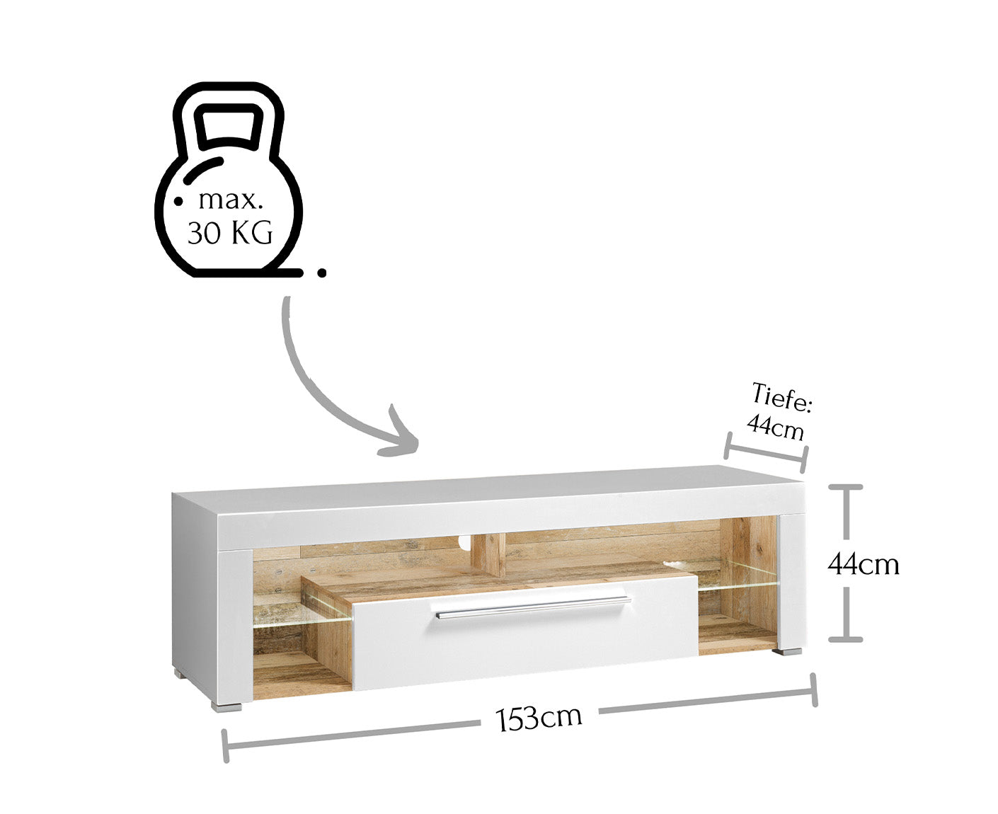 Goal TV-Lowboard 153x44 cm Hochglanz
