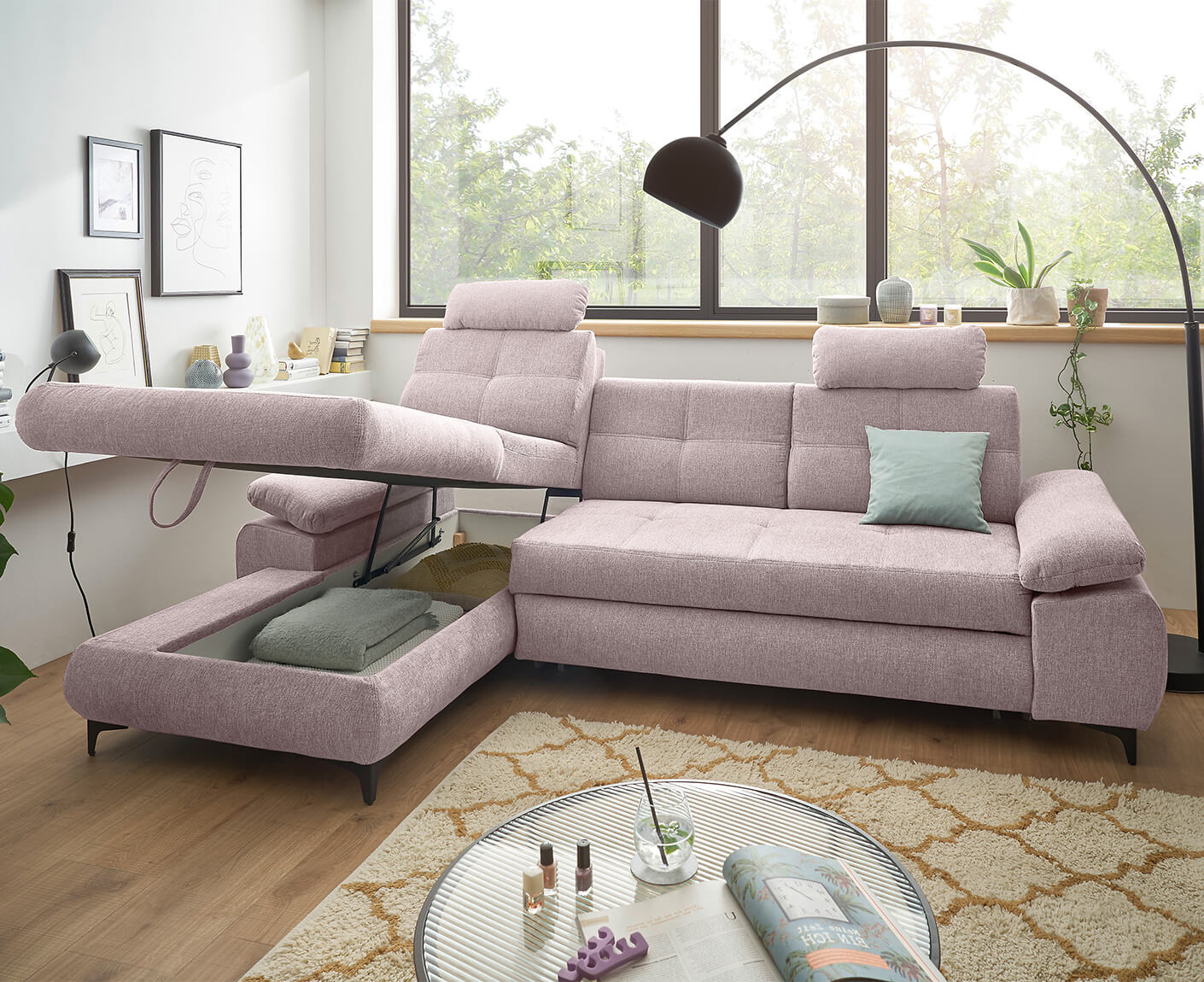 Altona Ecksofa 274 x 177 cm, mit Schlaffunktion & Bettkasten