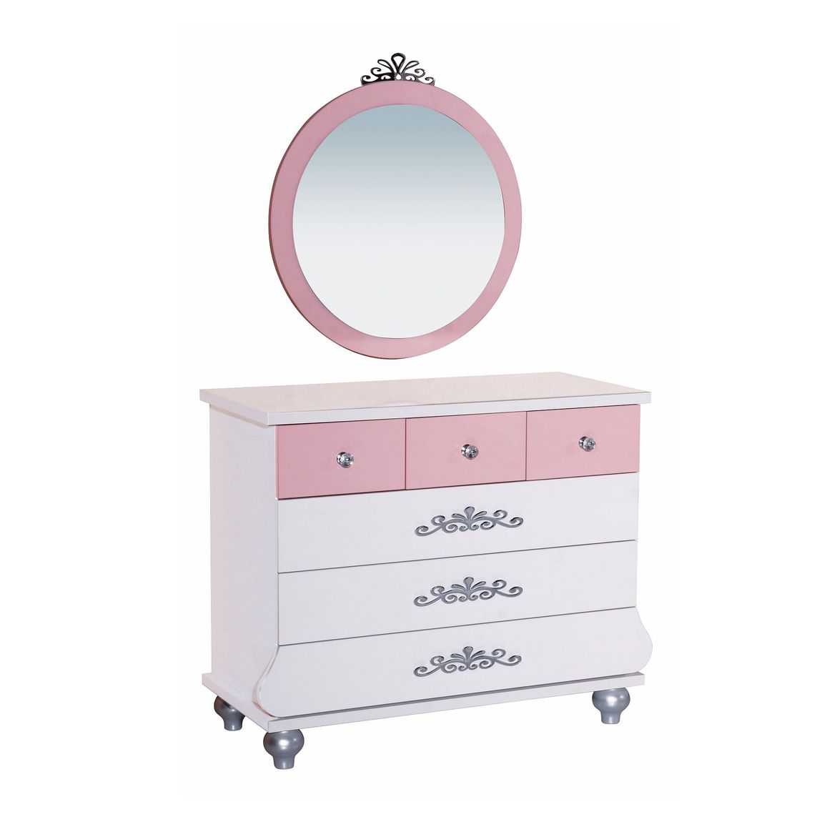 ANASTASIA PINK Spiegel Kinderspiegel Pink / Weiß