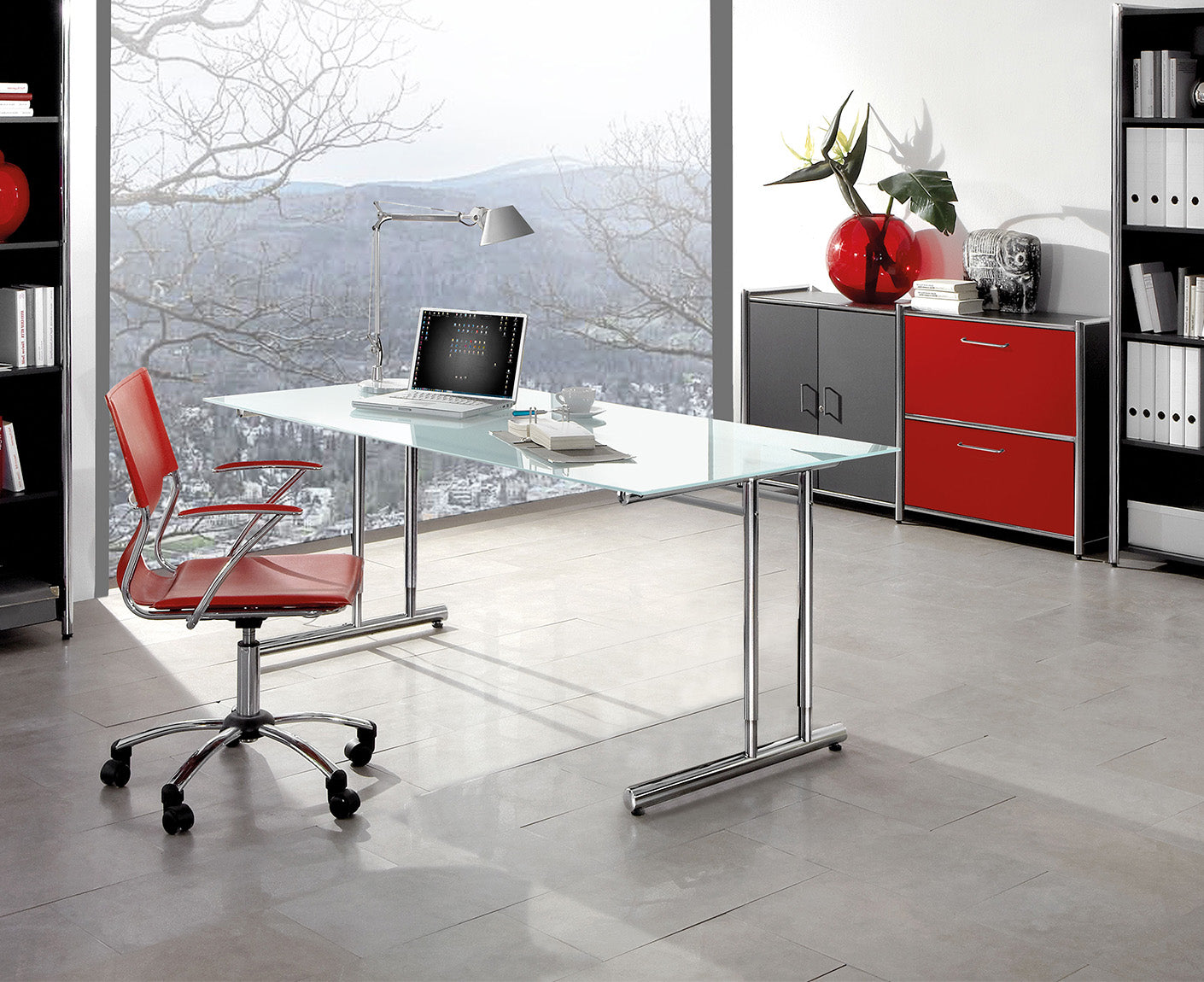 Artline Schreibtisch mit Glasplatte