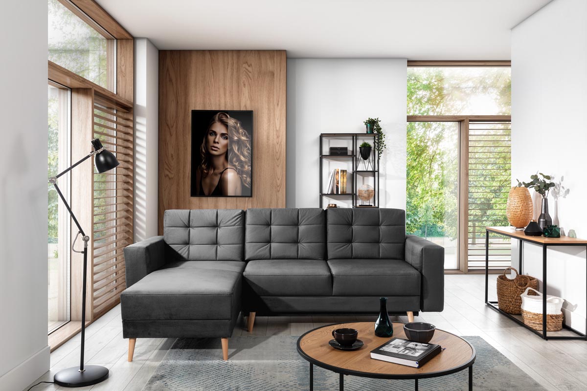Asgard Ecksofa 250 x 162 cm Anthrazit (Samt)