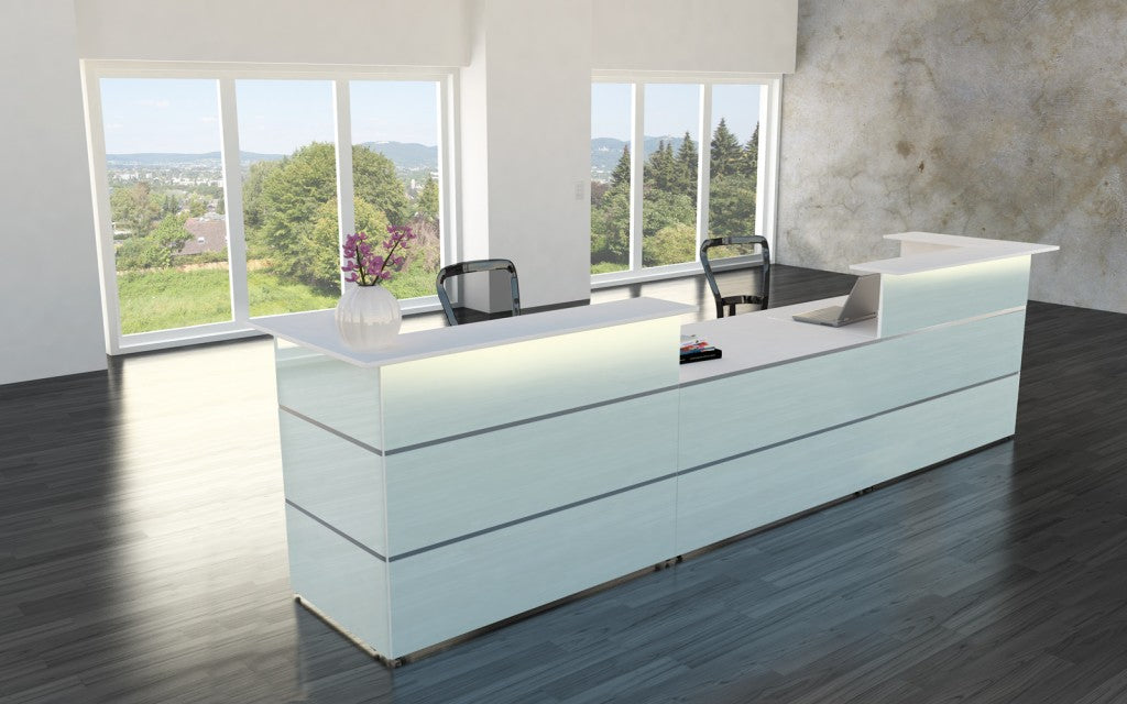 Atlantis NEW TYP7 Empfangstheke Theke Empfang Rezeption Arzttheke Lieferung Glas Weiß