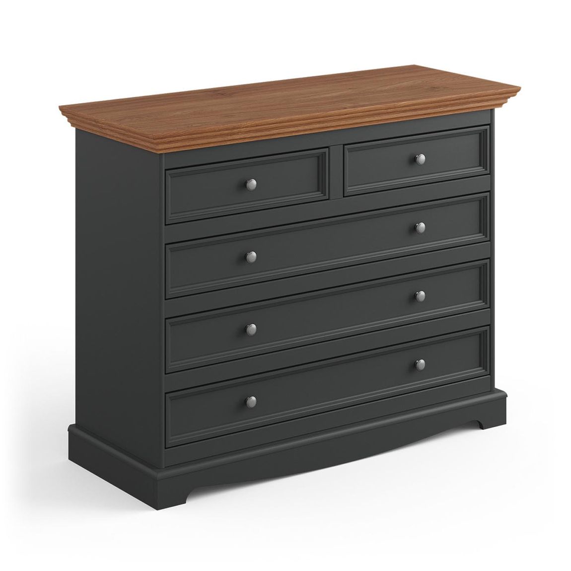 Belluno Elegante Massivholz Kommode 5 Schubladen, Farbe wählbar