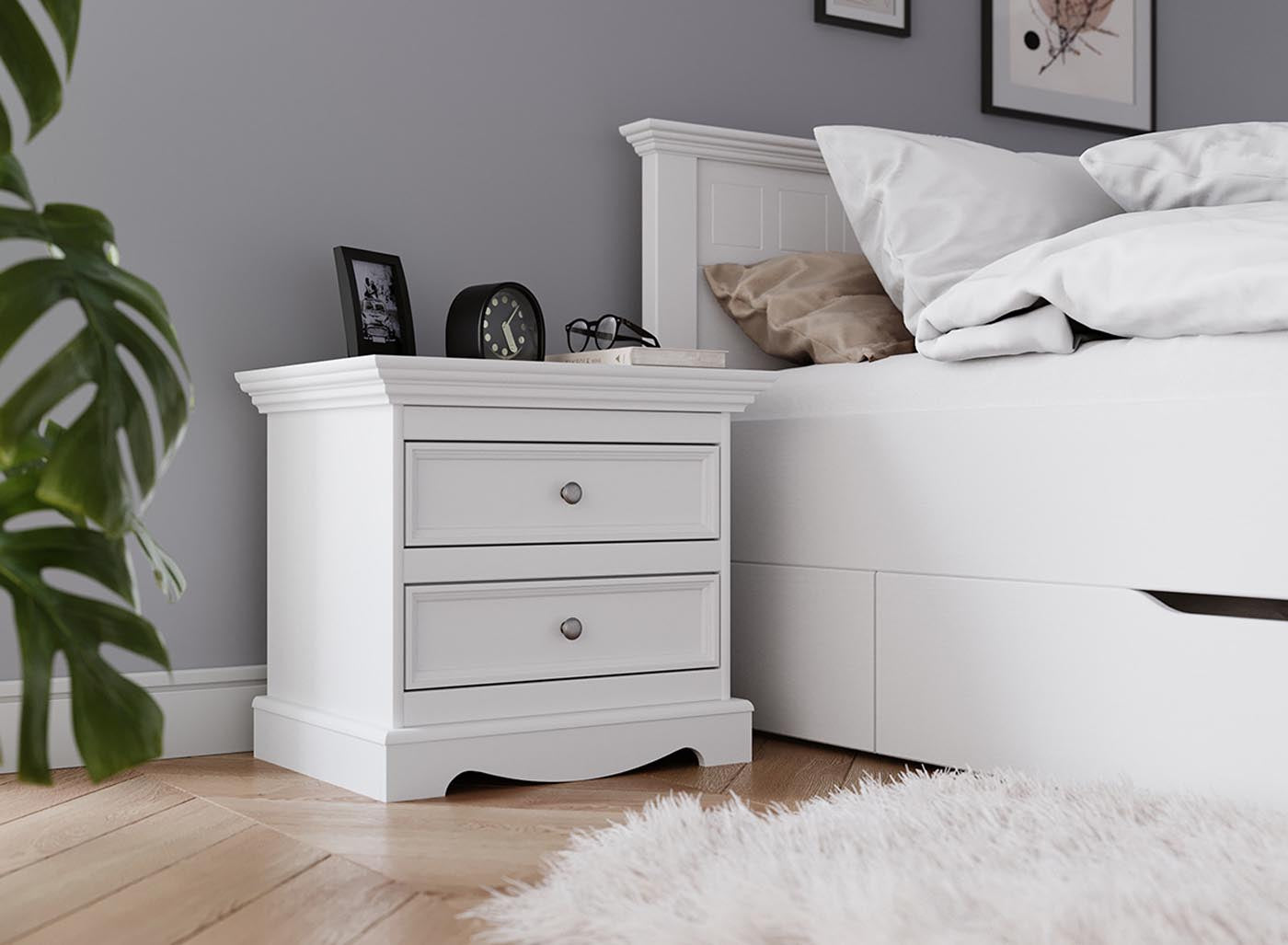 Belluno Elegante Massivholz Schlafzimmerset 4-teilig Weiß