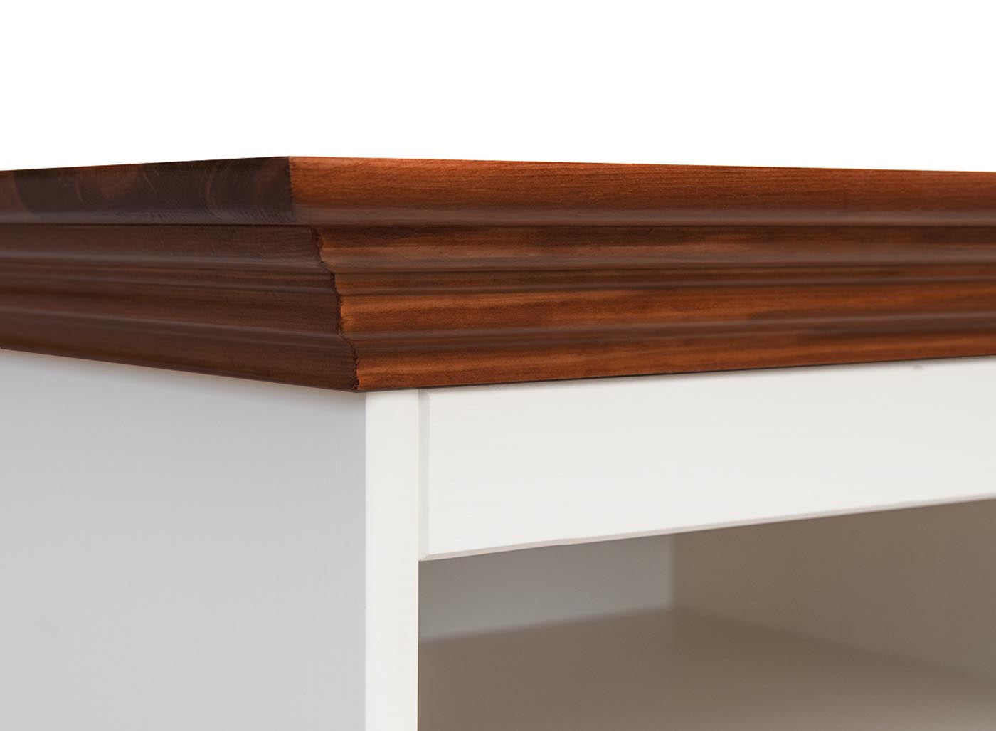 Belluno Elegante Massivholz Vitrine schmal Weiß / Walnuss