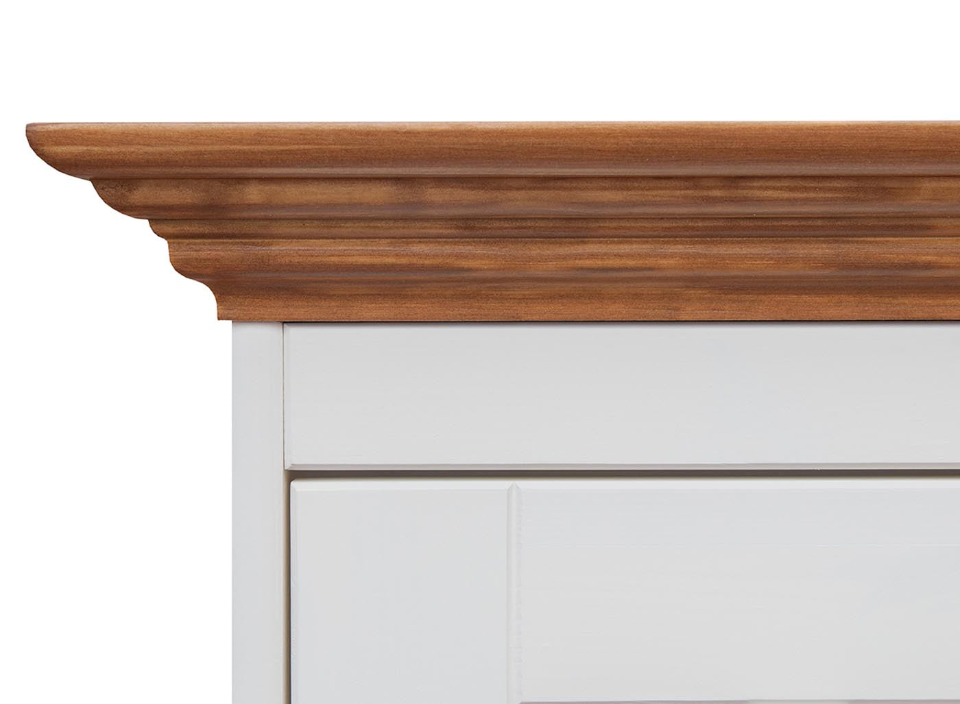 Belluno Elegante Massivholz Vitrine Weiß / Eiche